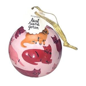 Leah Reena Goren for Anthropologie "Pet Study" glass Cat Ornament Pink Ceramic